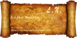 Lojka Neszta névjegykártya